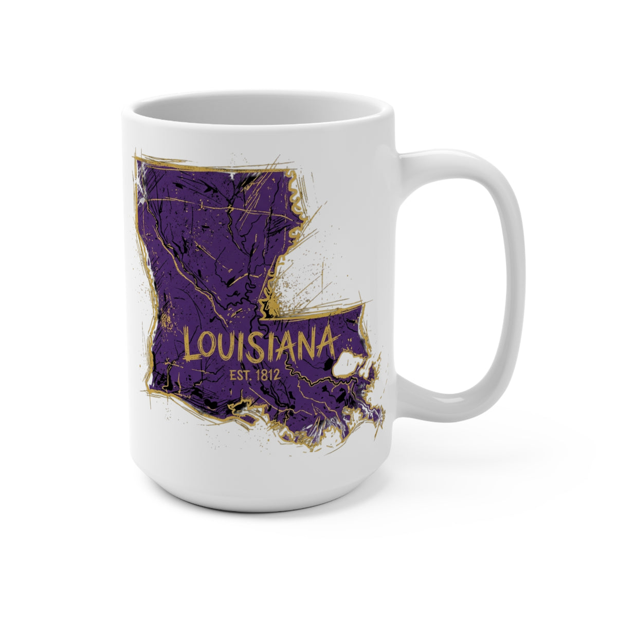 Louisiana State 15oz Mug — Purple & Gold Vintage Coffee Cup